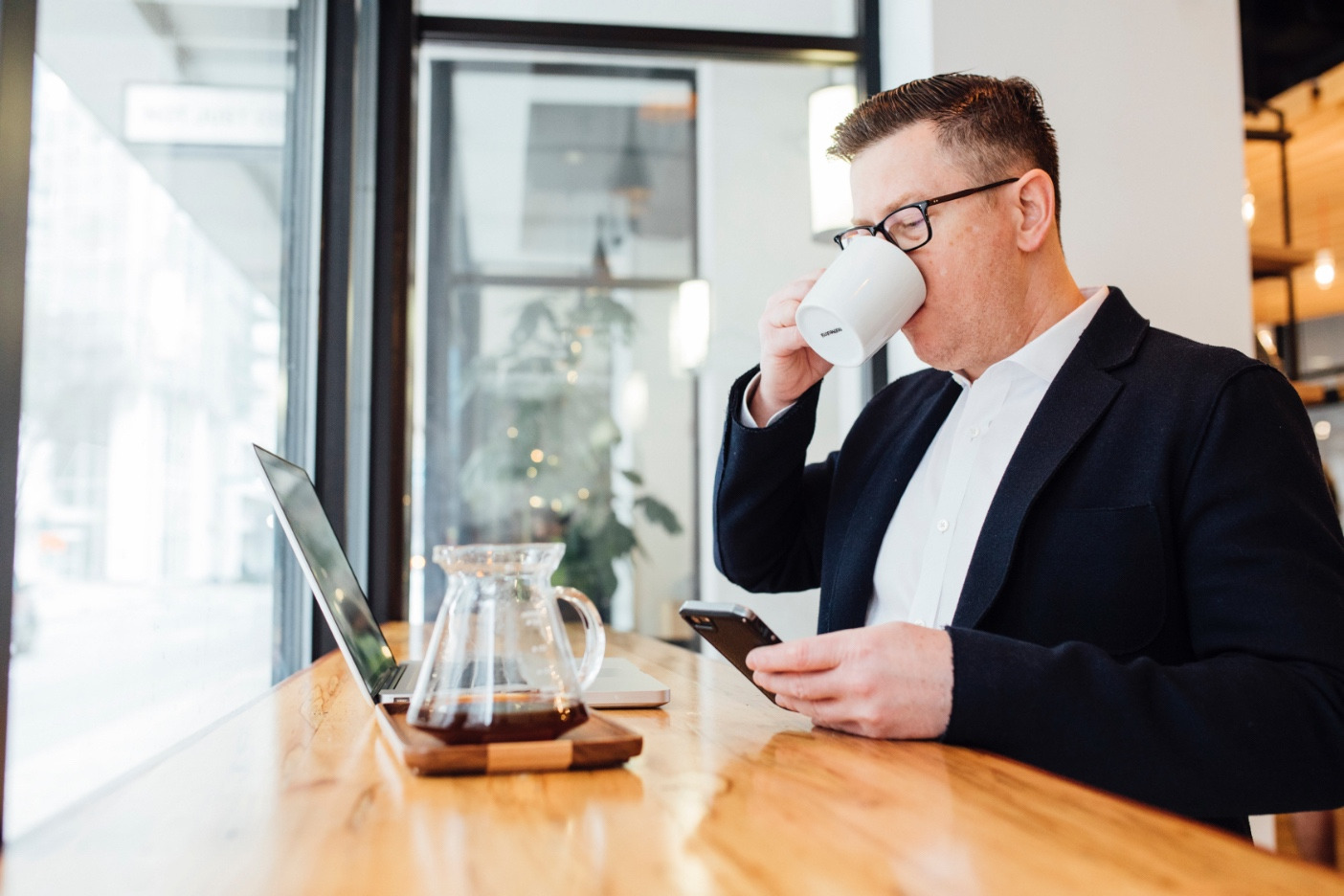 Person drinking coffee