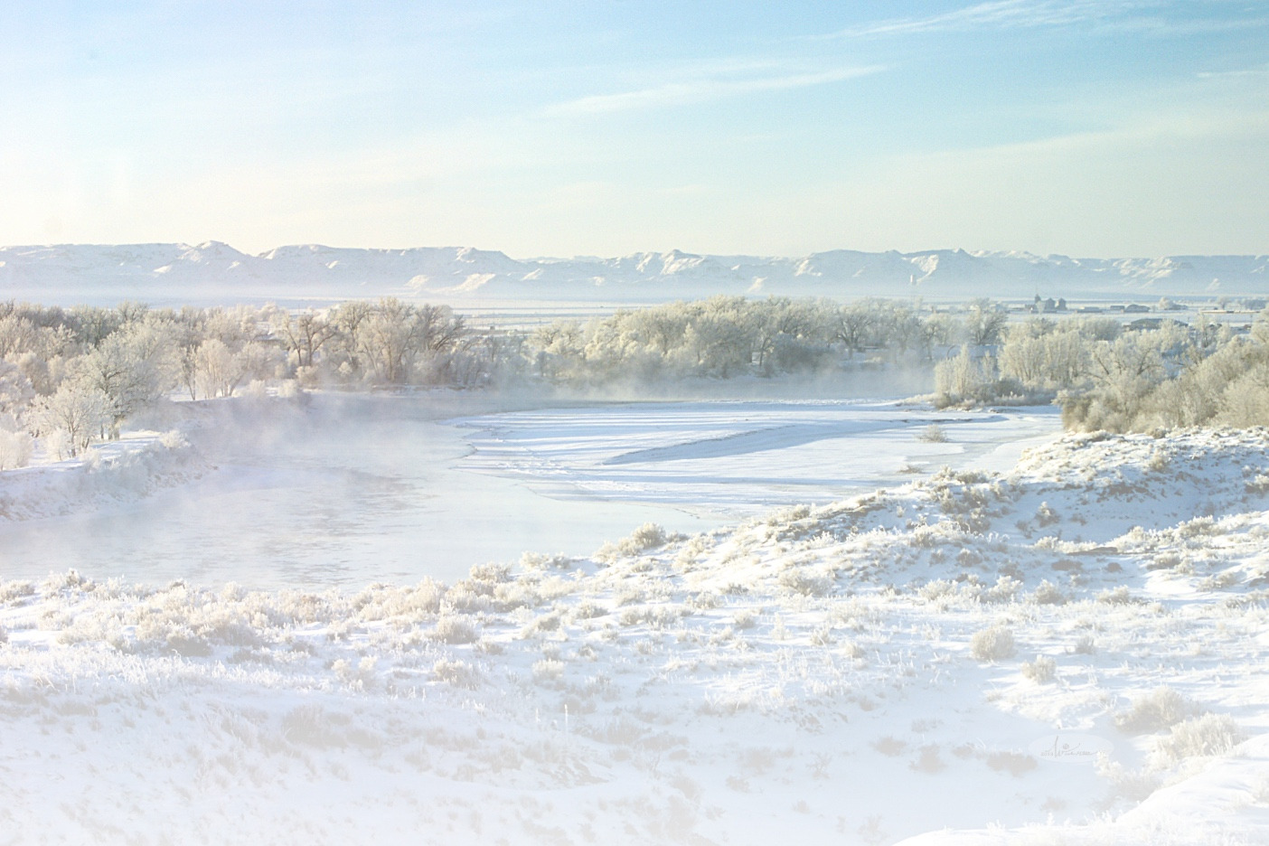 A snowy pond